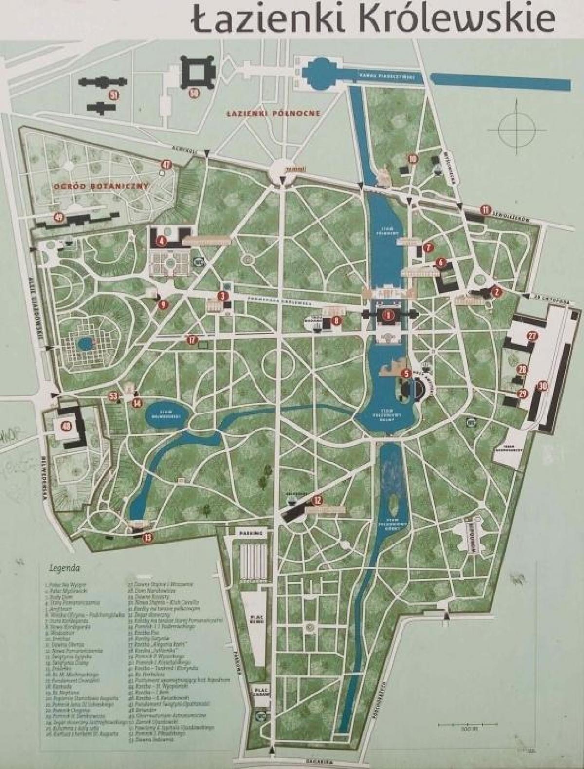 lazienki park Varsó térkép