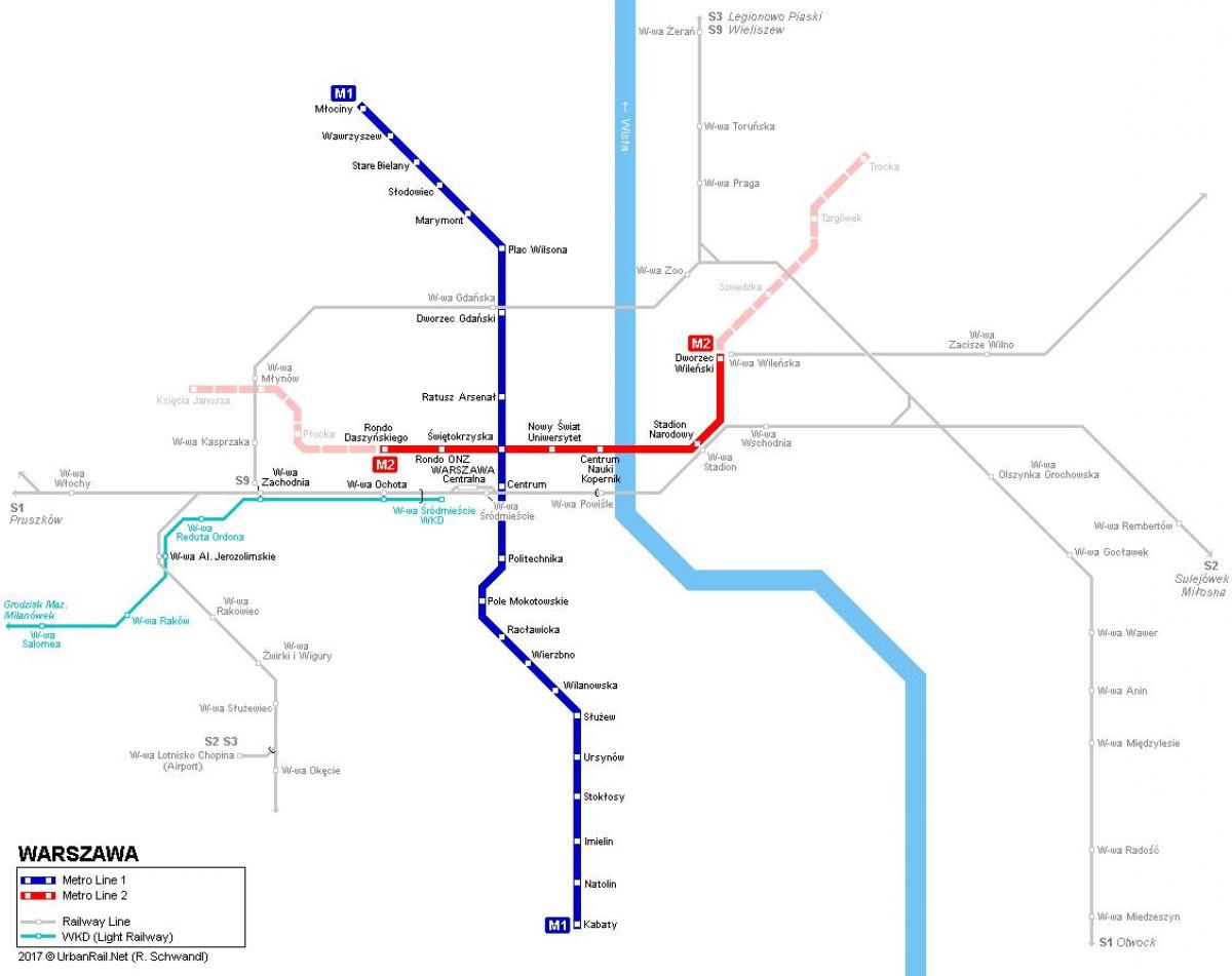 metró térkép Varsó, lengyelország