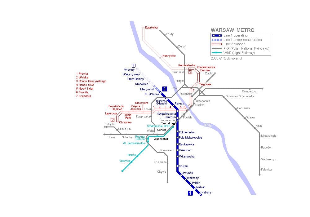 Varsói metró térkép