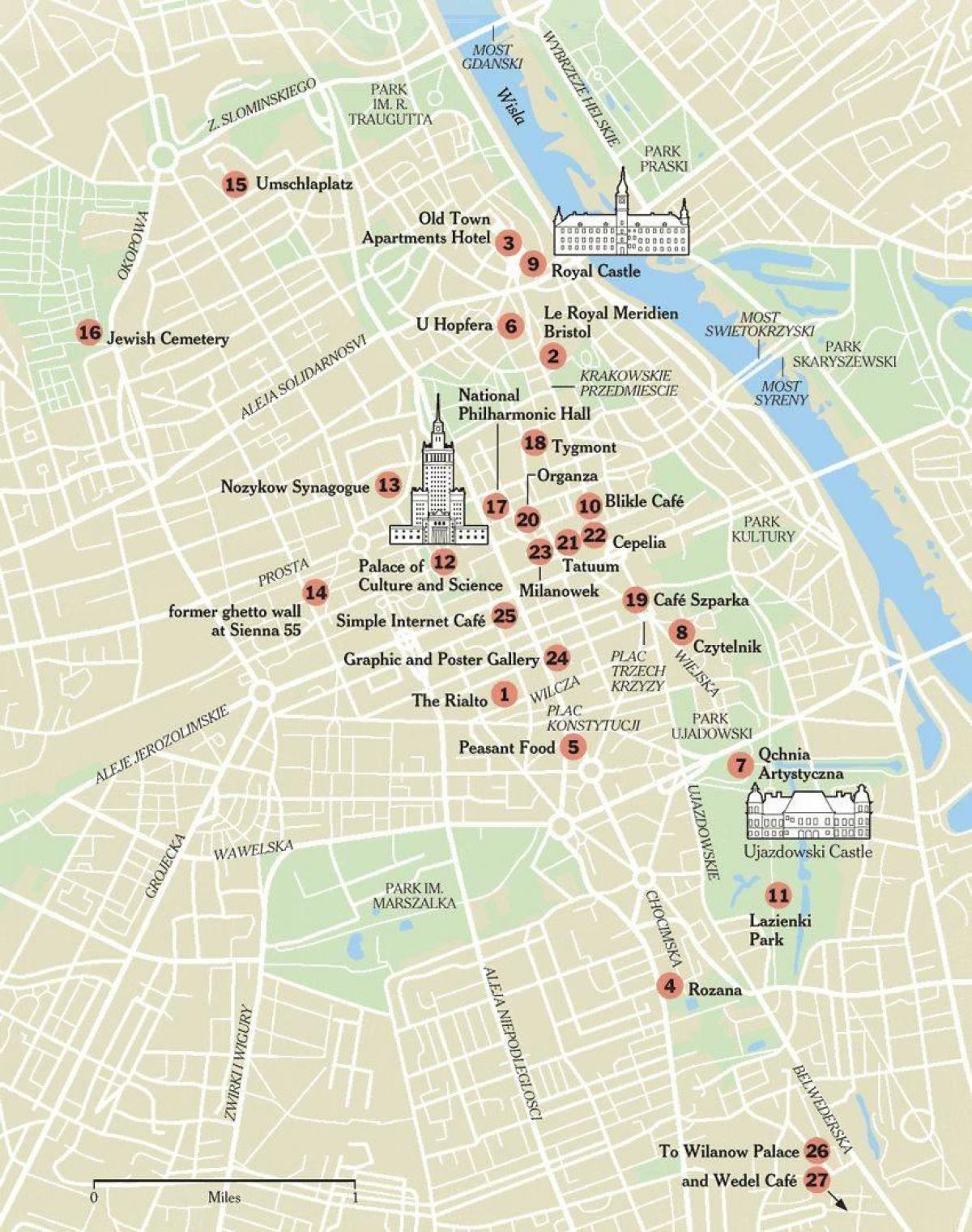 térkép Varsói a turisztikai látványosságok