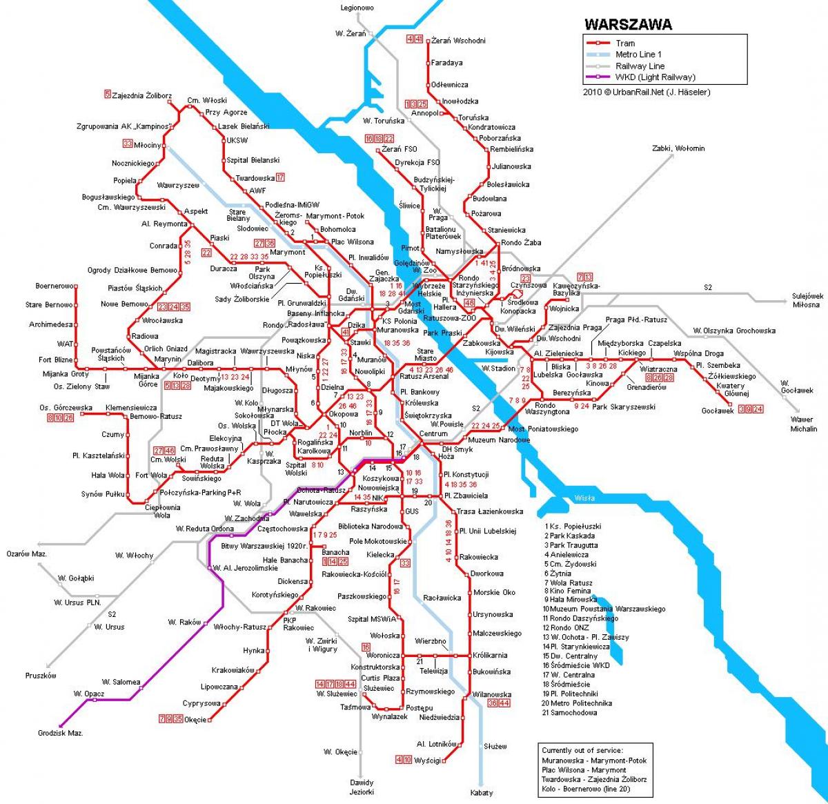 Varsó vonat térkép
