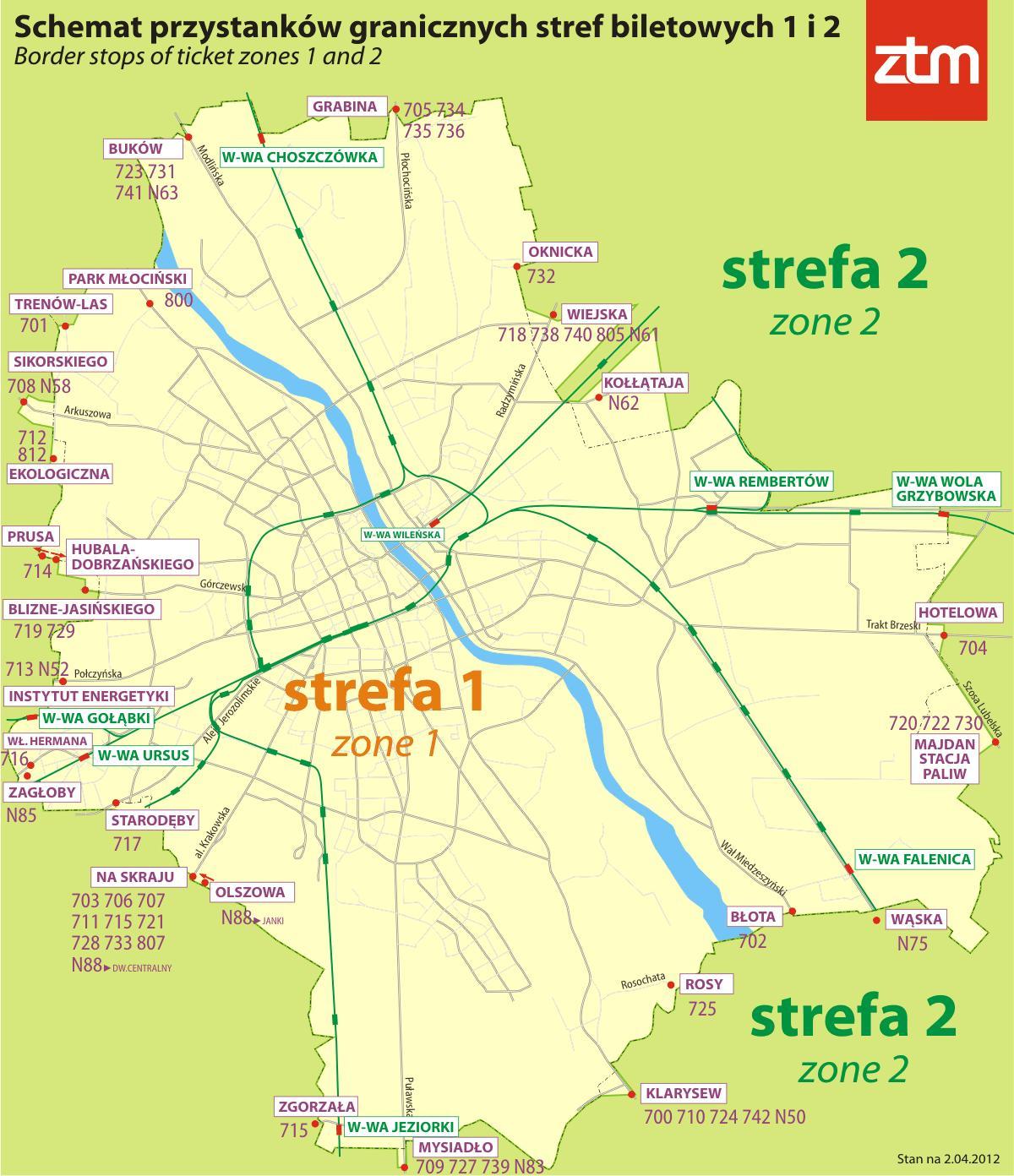 Térkép Varsó zóna 1 2 