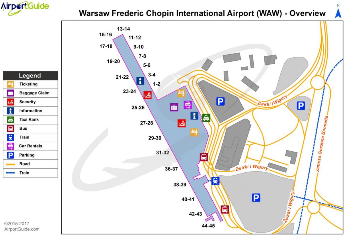 Varsói frederic chopin repülőtér térkép