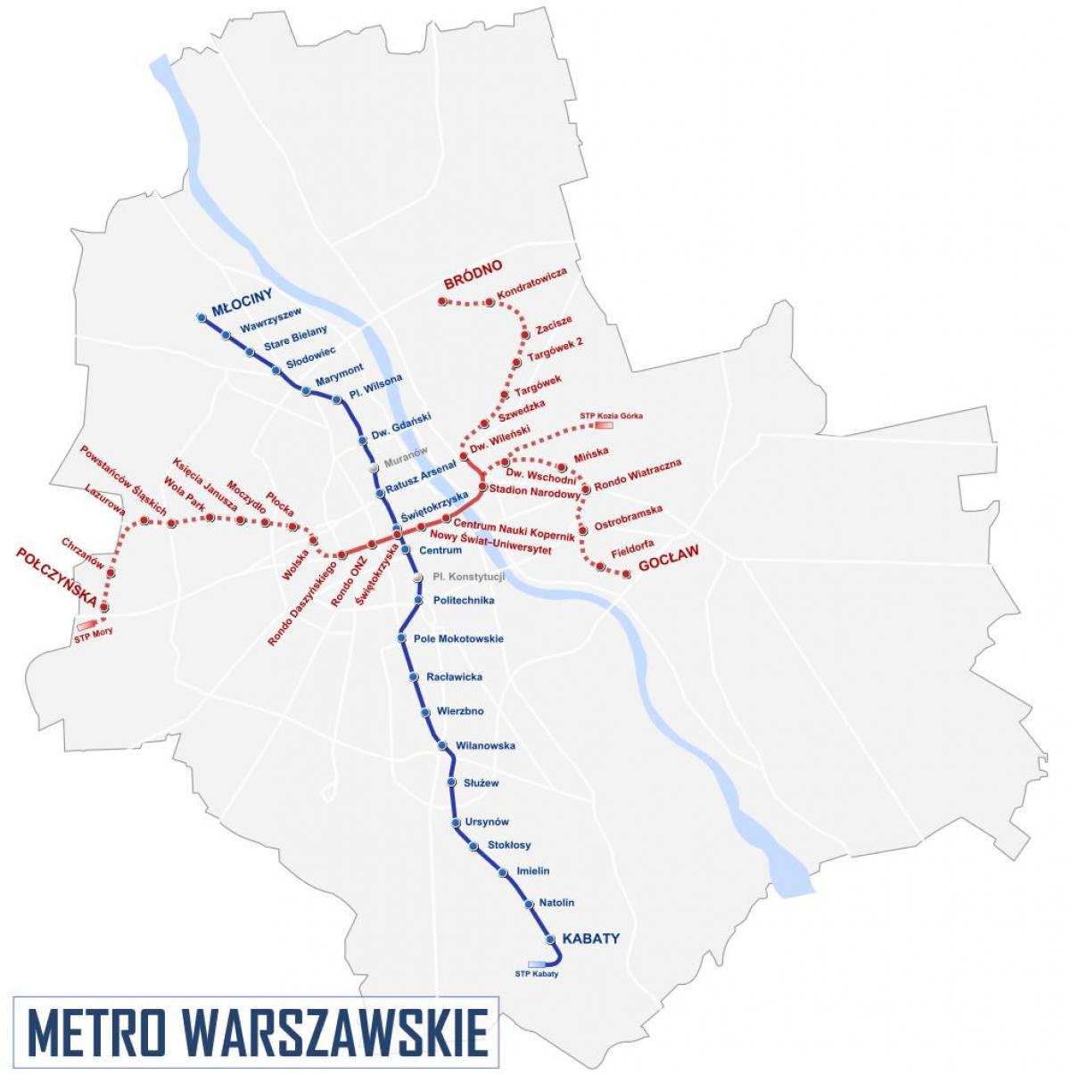 Térkép Varsói metró 2016