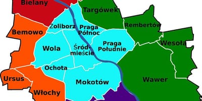 Térkép Varsó kerületek 
