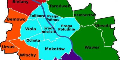 Térkép Varsó kerületek 