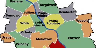 Térkép Varsó városrészek 